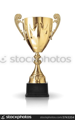 golden trophy isolated on white background