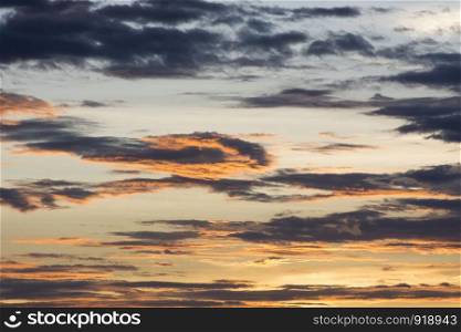 Golden Twilight dawn sky before sunset, Sky background, Nature concept