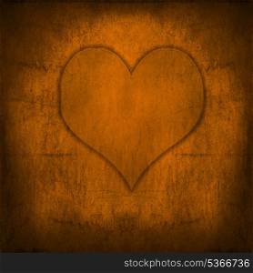 Golden Valentine&rsquo;s heart retro grunge background design