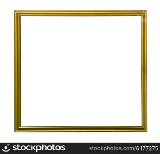 Golden vintage picture frame isolated on white background