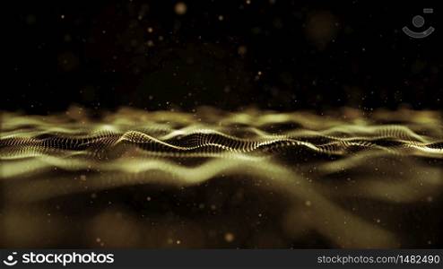 golden wave sparkle and light particle background