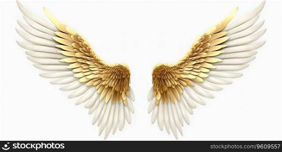 Golden Wings Isolated on White Background. Generative ai. High quality illustration. Golden Wings Isolated on White Background. Generative ai