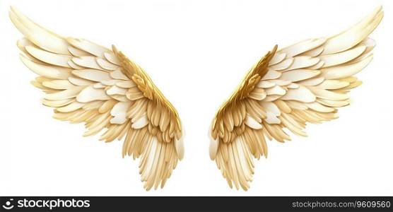 Golden Wings Isolated on White Background. Generative ai. High quality illustration. Golden Wings Isolated on White Background. Generative ai