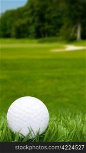 Golf Ball in Grass - Golf Course in Background