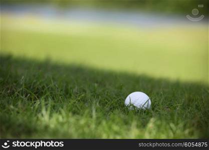 Golf ball on course . Golf ball on course close up