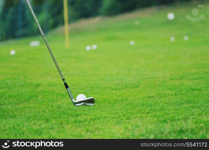 golf ball on sports golf course and hole