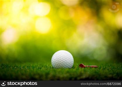 golf ball with tee on fairway