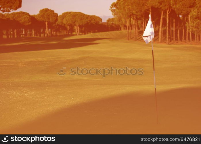 golf course landscape at beautiful fresh morning sunrise. golf course