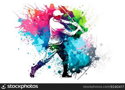 golf player with watercolor rainbow splash. Neural network AI generated art. golf player with watercolor rainbow splash. Neural network generated art