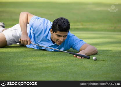 Golfer about to shoot