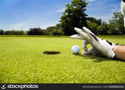 golfer on putting green