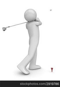 Golfman&acute;s stroke (3d isolated characters sports series)
