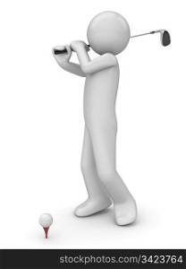 Golfman with golf stick (3d isolated characters sports series)
