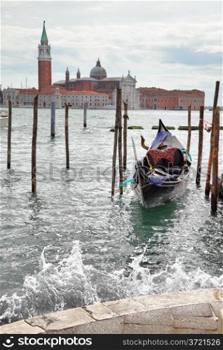 Gondola and San Giorgio church in the background, Venice, Italy