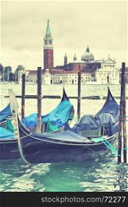 Gondola in Venice, Italy. Retro style filtred image