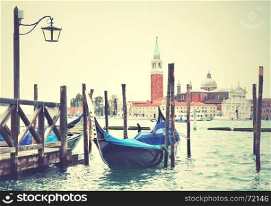 Gondola in Venice, Italy. Retro style image