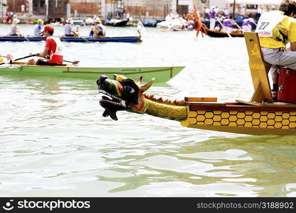 Gondolas in a canal, Regatta Storica, Venice, Italy