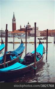 gondolas in Venice, Italy. Gondolas on Grand Canal