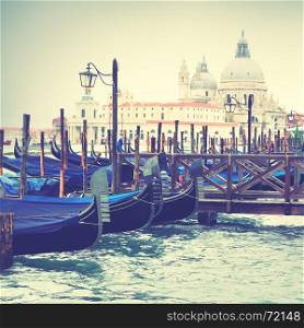 Gondolas in Venice, Italy. Toned image