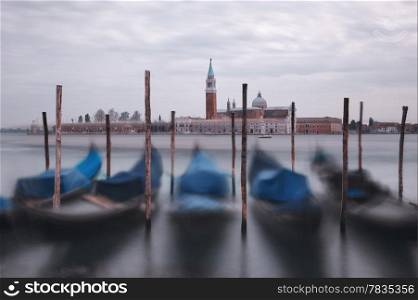Gondolas on the waves. Venice, Italy