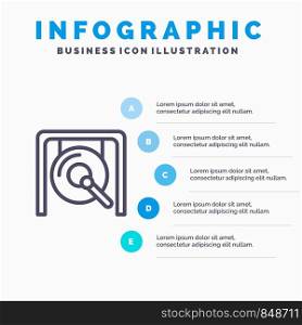 Gong, Music, China, Chinese Blue Infographics Template 5 Steps. Vector Line Icon template