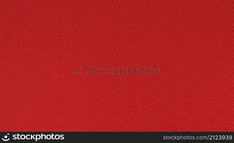 Gong xi fa cai happy Chinese New Year event with red Asian water curve wave background 3D rendering illustration