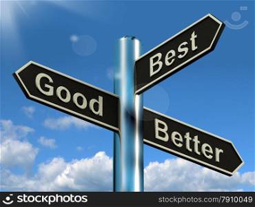 Good Better Best Signpost Representing Ratings And Improvement