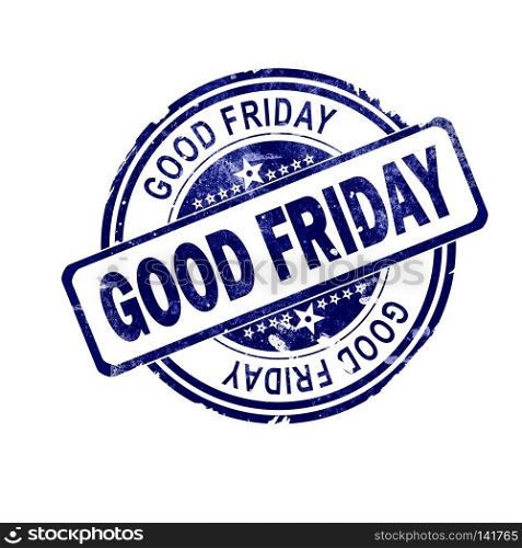 Good Friday word with blue round stamp, 3D rendering