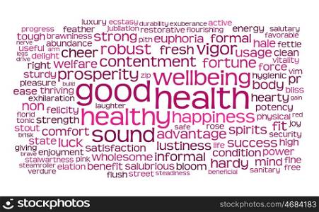 good health word or tag cloud on white
