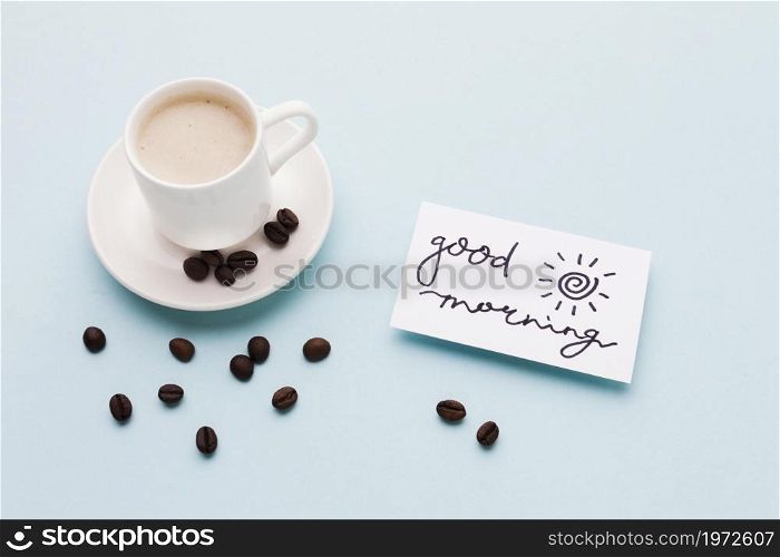 good morning message with coffee. High resolution photo. good morning message with coffee. High quality photo