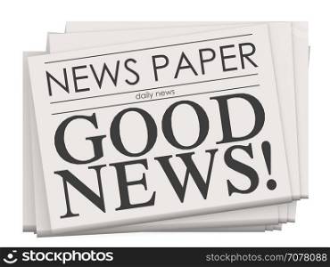 Good news on newspaper isolated, 3d rendering