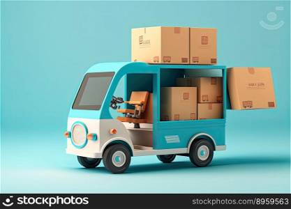 Goods transport vehicle. Delivery and logistic concept. Generative AI