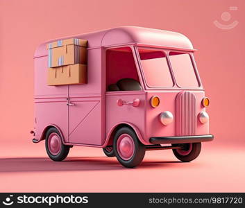 Goods transport vehicle. Delivery and logistic concept. Generative AI