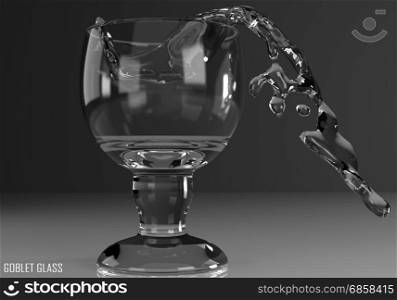gorbet glass, schooner, chalice 3D illustration on dark background