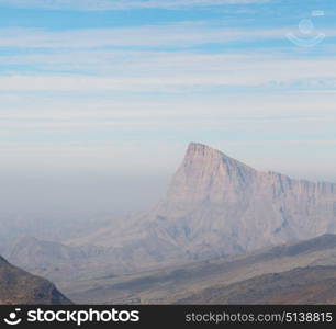 gorge and canyon the deep cloudy sky in oman the old mountain