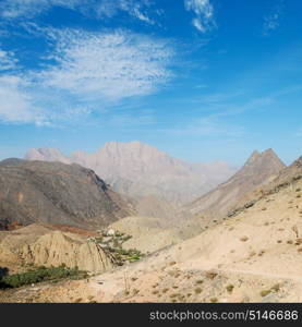 gorge and canyon the deep cloudy sky in oman the old mountain