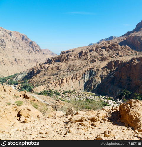 gorge and canyon the deep cloudy sky in oman the old mountain