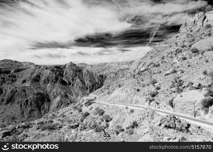 gorge and canyon the deep cloudy sky in oman the old mountain