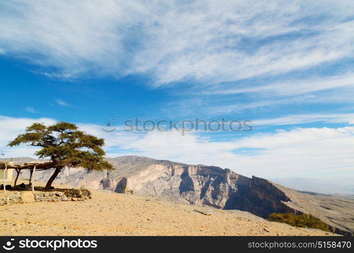 gorge and canyon the deep cloudy sky in oman the old mountain