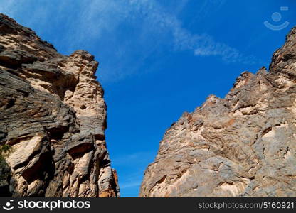 gorge and canyon the deep cloudy sky in oman the old mountain