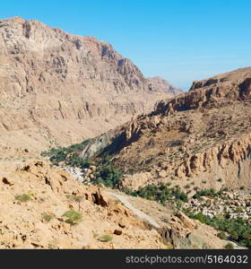 gorge and canyon the deep cloudy sky in oman the old mountain