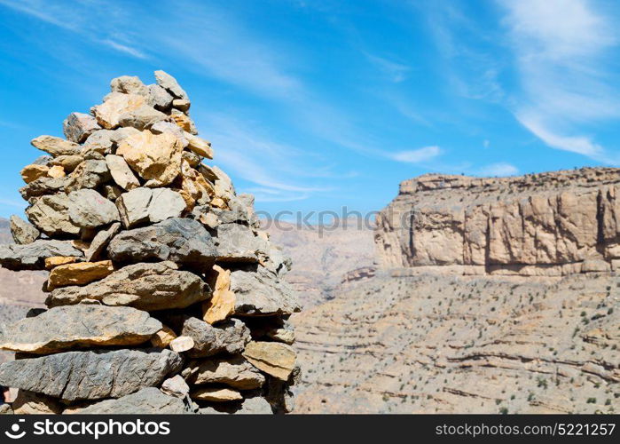 gorge and canyon the deep cloudy sky in oman the old mountain