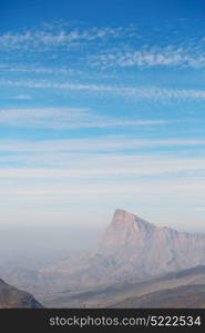 gorge and canyon the deep cloudy sky in oman the old mountain