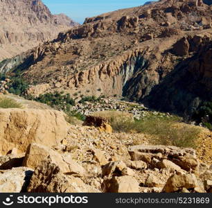 gorge and canyon the deep cloudy sky in oman the old mountain