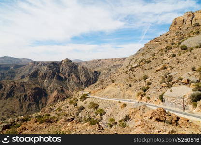 gorge and canyon the deep cloudy sky in oman the old mountain