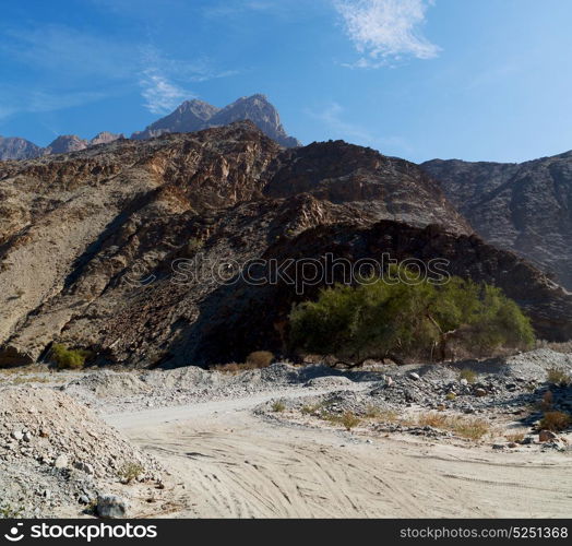 gorge and canyon the deep cloudy sky in oman the old mountain