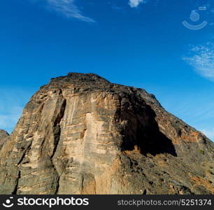 gorge and canyon the deep cloudy sky in oman the old mountain