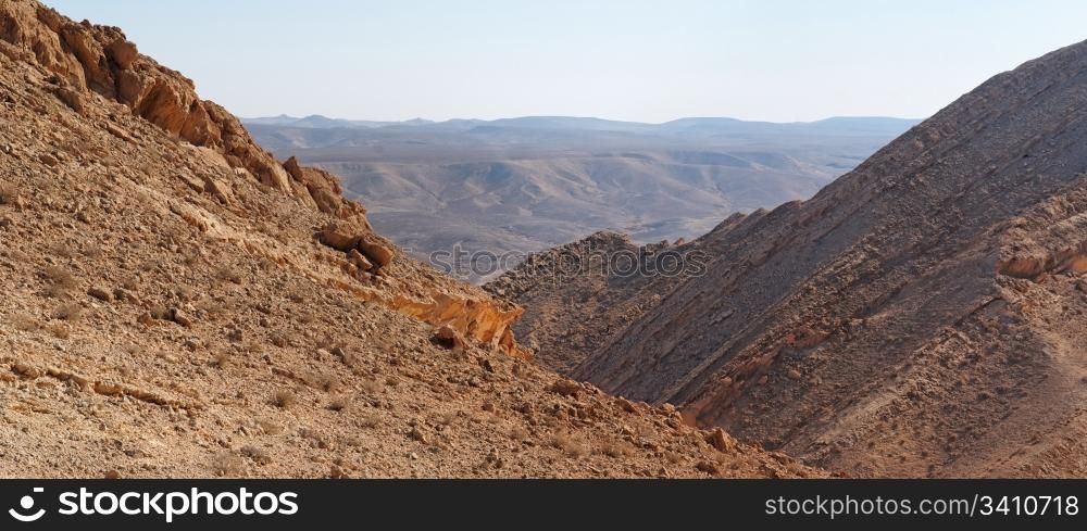 Gorge in the Large Crater (Makhtesh Gadol) in Israel&rsquo;s Negev desert