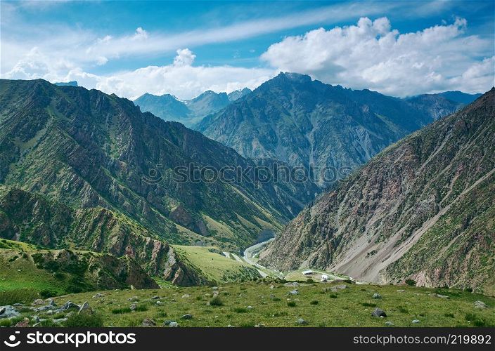 Gorge Kara balta ,Road to Too-Ashuu pass 3150m, route from Bishkek to Osh. Kyrgyzstan,