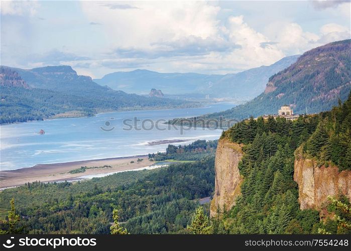 Gorge of Columbia River between Oregon and Washington, USA